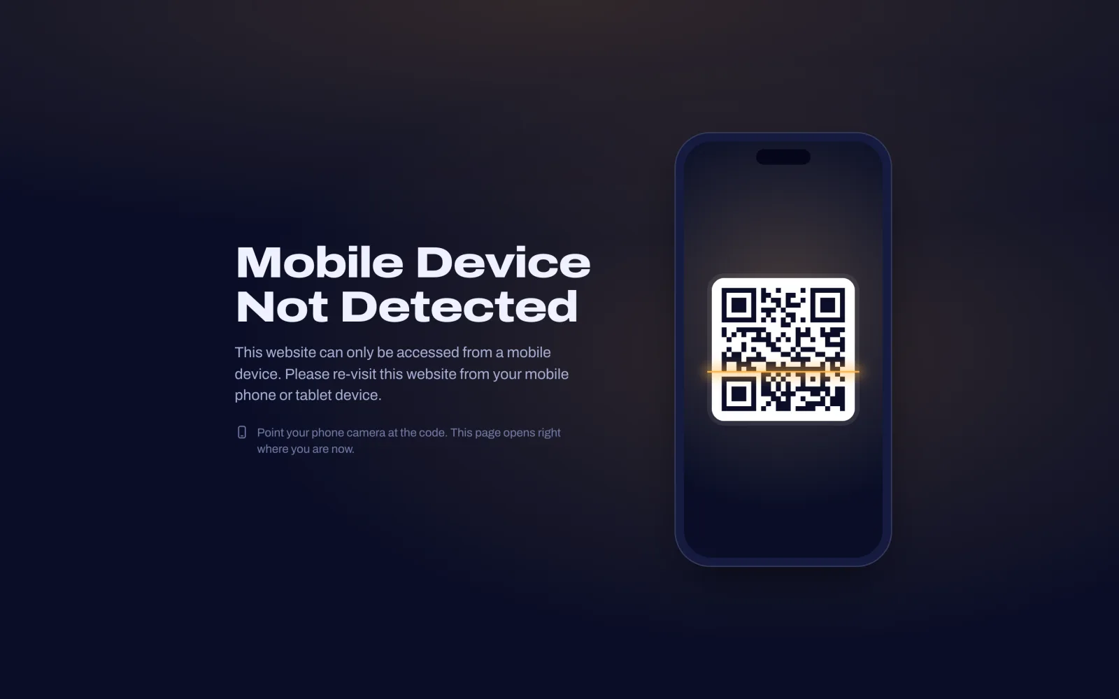 AppRocket V4 QR code screen for desktop visitors