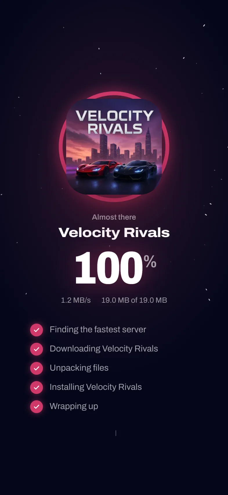 Install sequence at 100%