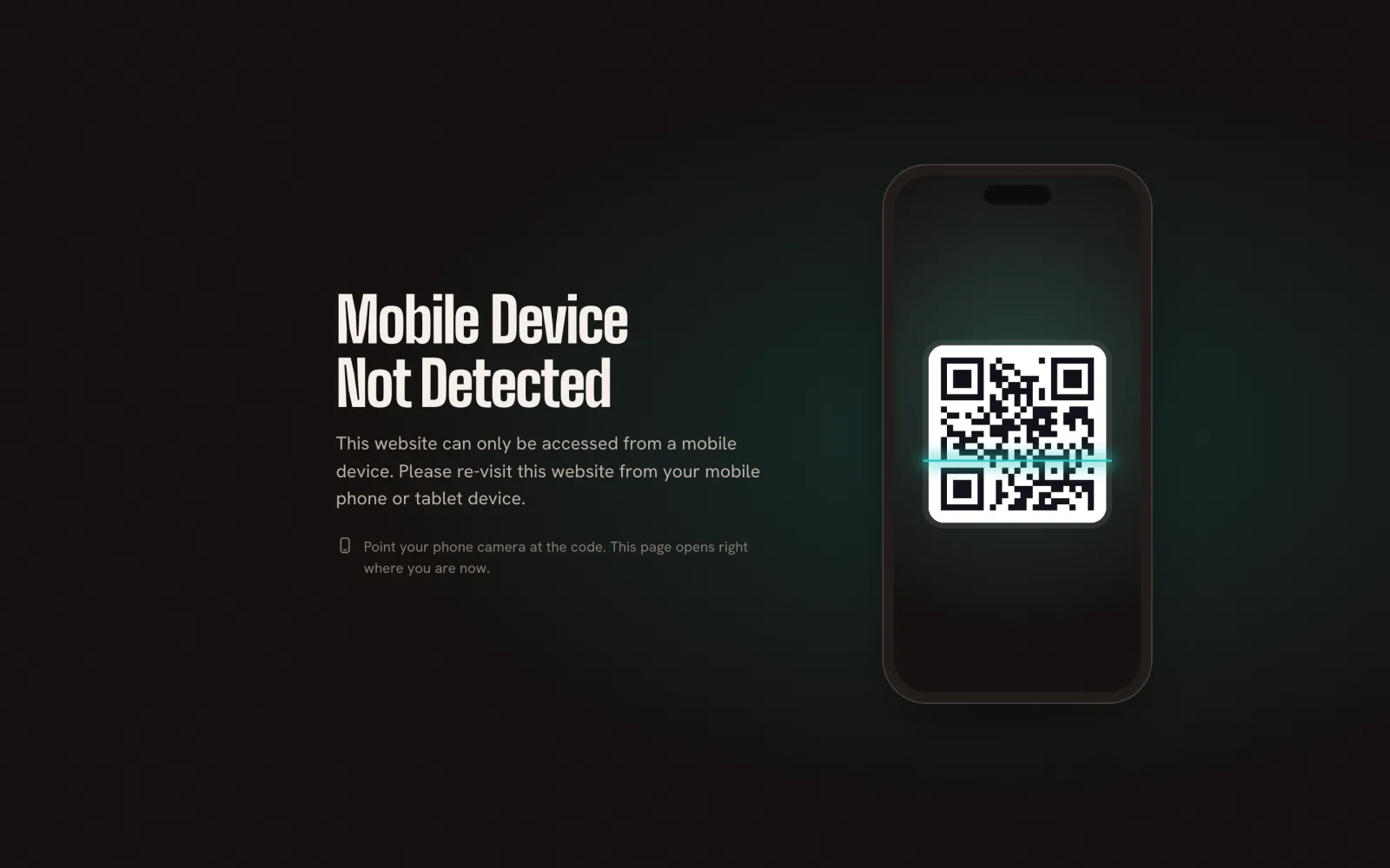 StreamRocket QR code screen for desktop visitors