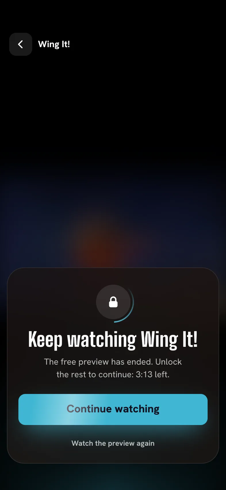 StreamRocket lock screen after the free preview